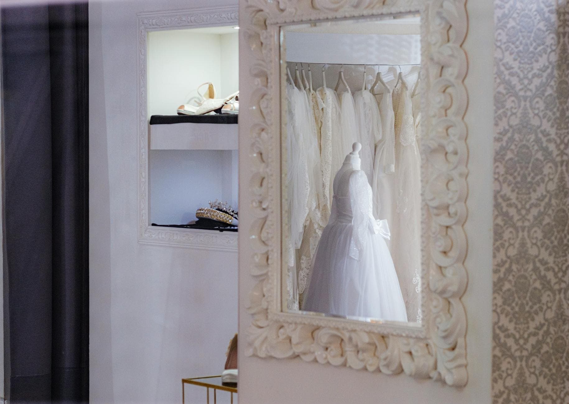 Elegant bridal shop interior